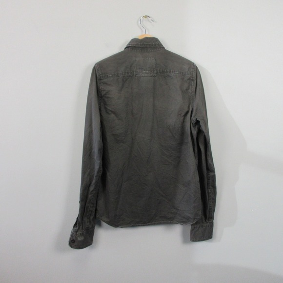 Abercrombie & Fitch Muscle Y2K Shirt Men M Gray Distressed Utility Military 582 - Picture 2 of 12